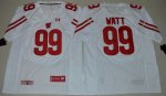 Men's Wisconsin Badgers #99 J.J. Watt White College Football Adidas Jersey