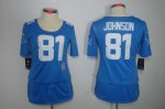 nike women nfl detroit lions #81 calvin johnson blue [breast can