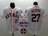 Men MLB Houston Astros #27 Jose Altuve White 2017 World Series Champions And Houston Astros Strong Patch Flex Base Jersey