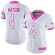 Women NFL Houston Texans #4 Deshaun Watson Nike Rush White Pink 2017 Draft Pick Limited Jersey