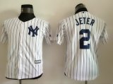 Youth MLB New York Yankees #2 Derek Jeter Majestic Home White Cool Base Jerseys