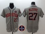 Men MLB Houston Astros #27 Jose Altuve Grey With Houston Astros Strong Patch Flex Base Jersey