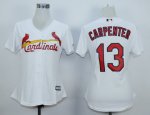 women mlb st. louis cardinals #13 matt carpenter white majestic cool base jerseys