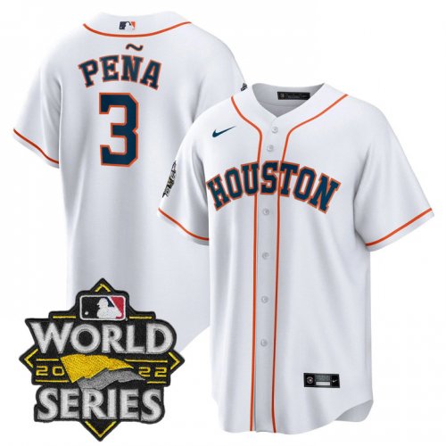 Men\'s Houston Astros #3 Jeremy Pena White Stitched World Series Cool Base Limited Jersey