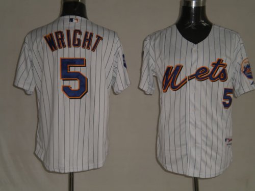 Baseball Jerseys new york mets #5 wright white(blue strip)