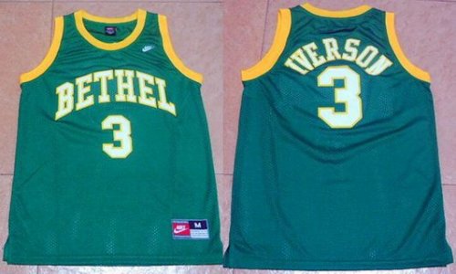 Men\'s Bethel High School #3 Allen Iverson Green Basketball Nike Swingman Jersey