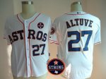 Men Houston Astros #27 Jose Altuve White With Houston Astros Strong Patch MLB Jersey