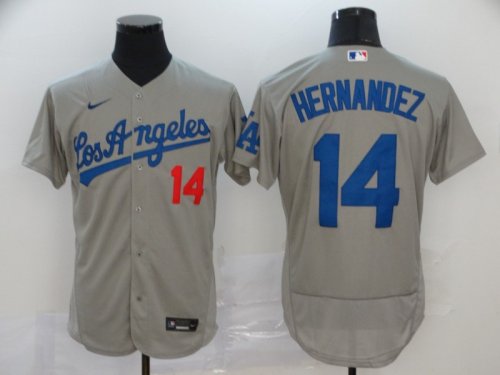 Men\'s Los Angeles Dodgers #14 Enrique Hernandez Grey 2020 Stitched Baseball Jersey