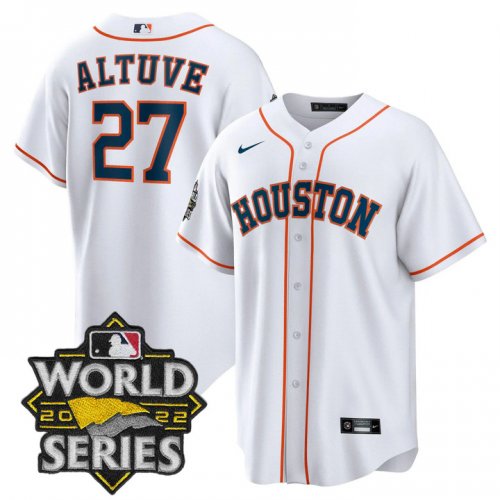 Men\'s Houston Astros #27 Jose Altuve White Stitched World Series Cool Base Limited Jersey
