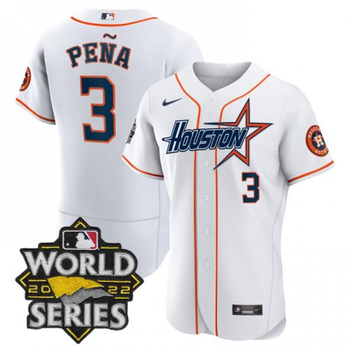 Men\'s Houston Astros #3 Jeremy Pena World Series Stitched White Special Flex Base Jersey