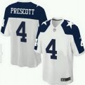 Youth Nike Dallas Cowboys #4 Dak Prescott White Thanksgiving Throwback Limited NFL Jerseys