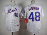 mlb new york mets #48 Jacob deGrom white jerseys [Blue Strip]