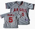 youth mlb jerseys los angeles angels #5 pujols grey(cool base)ch