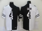 Men Oakland Raiders #4 Derek Carr Black And White Limited Split Fashion Football Jersey