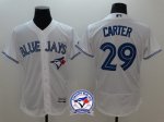 mlb toronto blue jays #29 joe carter majestic white flexbase authentic collection jerseys with 40th anniversary patch