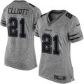 Women's Nike Dallas Cowboys #21 Ezekiel Elliott Gray Gridiron Gray Limited NFL Jerseys