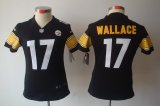 nike women nfl pittsburgh steelers #17 wallace black jerseys [ni