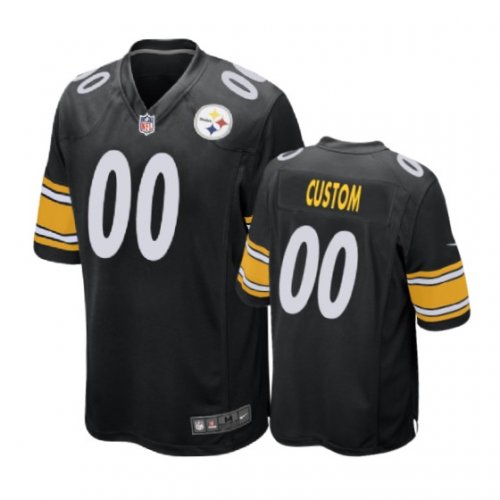 Pittsburgh Steelers #00 Custom Black Nike Game Jersey - Men\'s