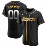 Custom Houston Astros Black Gold Flex Base Stitched Jerseys