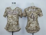 women mlb san diego padres #4 wil myers camo majestic cool base jerseys