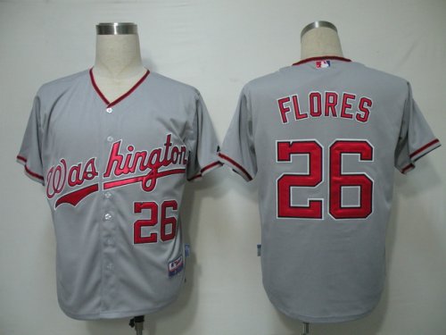Baseball Jerseys Washington Nationals #26 Flores Grey[Cool Base]