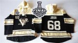 Men NHL Pittsburgh Penguins #68 Jaromir Jagr Black Sawyer Hooded Sweatshirt 2017 Stanley Cup Final Patch Stitched NHL Jersey
