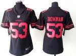 women nike san francisco 49ers #53 bowman black oranger number j