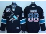 NHL San Jose Sharks #88 Brent Burns Black USA Flag Fashion Stitc