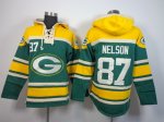 nike nfl green bay packers #87 nelson yellow-green [pullover hoo