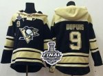 Men NHL Pittsburgh Penguins #9 Pascal Dupuis Black Sawyer Hooded Sweatshirt 2017 Stanley Cup Final Patch Stitched NHL Jersey