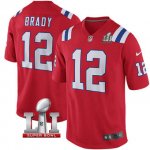 Youth NIKE NFL New England Patriots #12 Tom Brady Red Super Bowl LI Bound Game Jersey