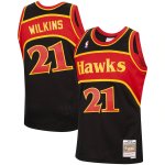 Men's Atlanta Hawks #21 Dominique Wilkins Mitchell & Ness Black 1986-87 Hardwood Classics Reload Swingman Jersey