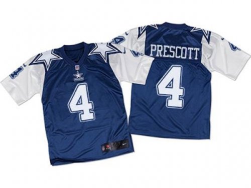 Men\'s Nike Dallas Cowboys #4 Dak Prescott Navy Blue White Throwback Elite NFL Jerseys