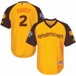 youth majestic baltimore orioles #2 jj hardy authentic yellow 2016 all star american league bp cool base mlb jerseys