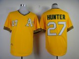 mlb oakland athletics #27 hunter yellow m&n jerseys