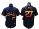 Men's Houston Astros #27 Jose Altuve Number Navy Blue Rainbow Stitched Cool Base Jersey