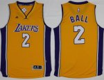 Men's NBA Los Angeles Lakers #2 Lonzo Ball Adidas Yellow Home Jerseys