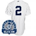 Men MLB New York Yankees #2 Derek Jeter White With DJ-3K Patch Stitched Jerseys