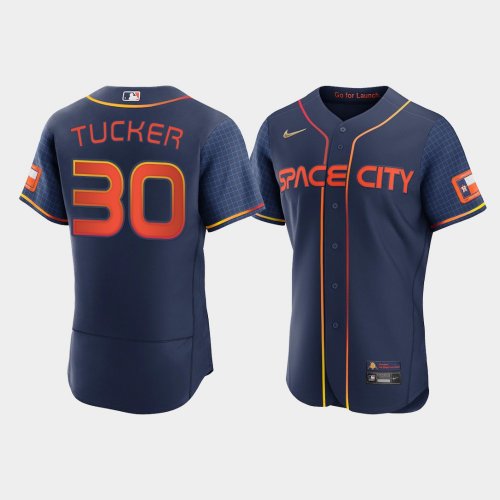 Men\'s Houston Astros #30 Kyle Tucker Navy Authentic 2022 City Connect Jersey