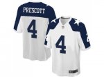 Youth Nike Dallas Cowboys #4 Dak Prescott White Thanksgiving Throwback Stitched NFL Jersey