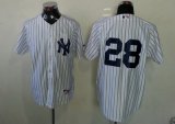 mlb new york yankees #28 white jerseys [black stripe]