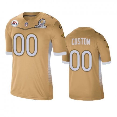 men\'s saints custom gold 2021 nfc pro bowl game jersey