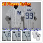 Baseball New York Yankees All Players Option #27 Giancarlo Stanton #99 Aaron Judge White Team Logo Fashion Jersey
