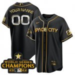 Houston Astros 2023 Space City Champions Black Gold Authentic Stitched Jerseys