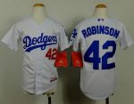 youth mlb los angeles dodgers #42 robinson white cool base jerseys