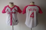 women mlb st.louis cardinals #4 molina white and pink cheap jers