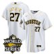 Men's Houston Astros #27 Jose Altuve White Gold Stitched World Series Cool Base Limited Jersey