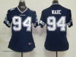 nike women nfl dallas cowboys #94 ware blue cheap jersey [game]