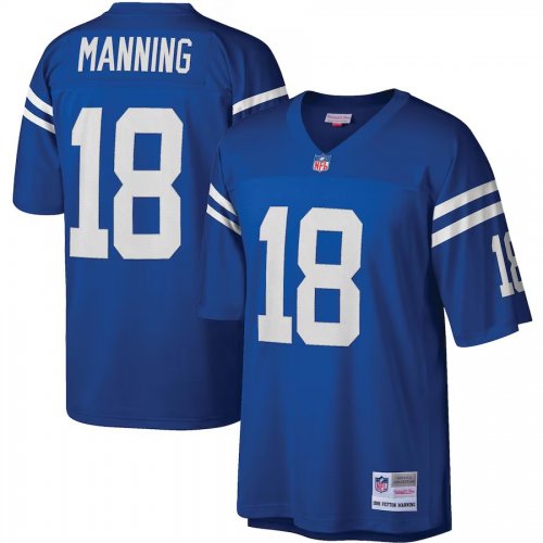 Men\'s Indianapolis Colts # 18 Peyton Manning Mitchell & Ness Blue Jersey