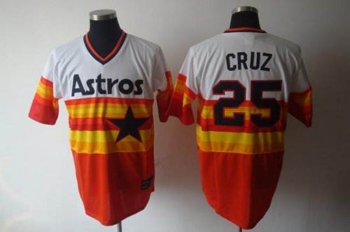 Baseball Jerseys houston astros #25 cruz m&n white orange